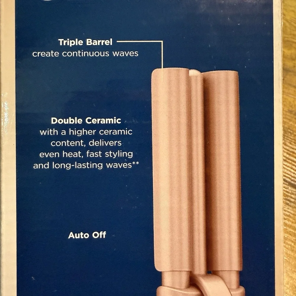 Conair Double Ceramic 3 Barrel Curling Iron Hair Waver White / Rose Gold NIB - Picture 9 of 12